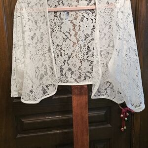 White Lace Open Cardigan